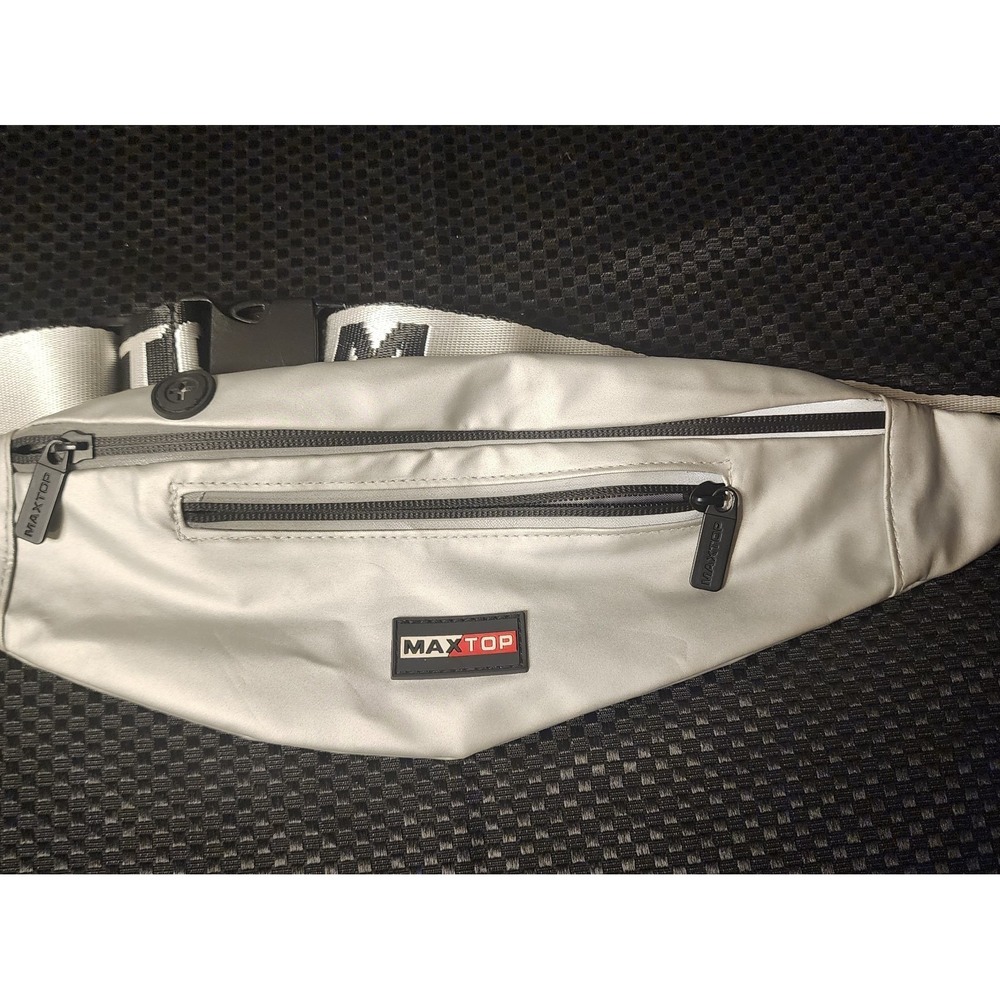 Maxtop Fanny Pack Gray Black 4-Pocket Traveling Waist Pack Bag Crossbody Tote